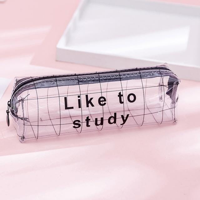 Transparent Letter Large Capacity Pencil Box Storage Bag Stationery School Supplies (Lattice Letter)