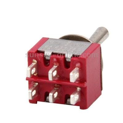 5PCS Chrome DPDT 3-Way Guitar Toggle ON Off ON Switches (Red)