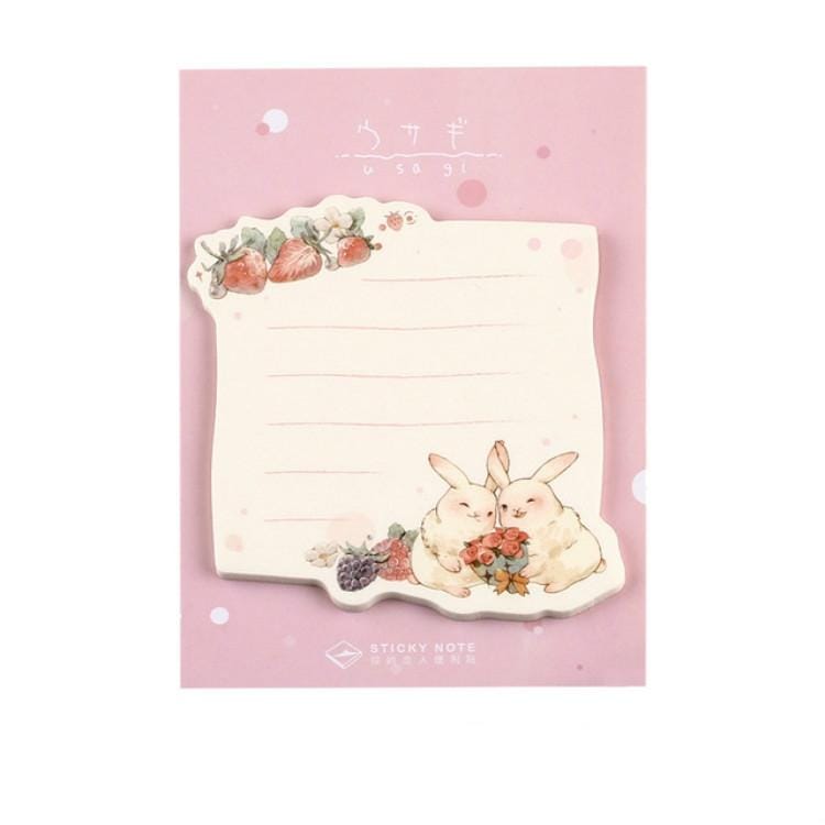 2 PCS Cute Cartoon Animal Note Notepad Diary Self-adhesive Glue Memo Post-it (Love Rabbit)