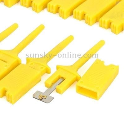 Plastic Flat Multimeter Test Hook Clip Probes for PCB IC (Yellow)