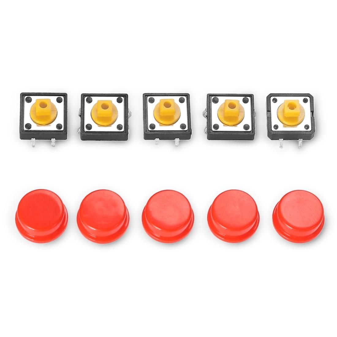 5 PCS LDTR-YJ030 Electrical Power Control 4-Pin Push Button Switches (Red)