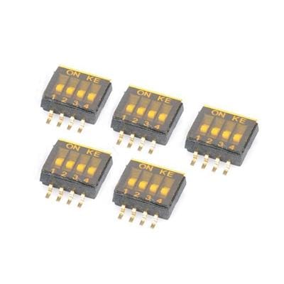 5 PCS DIY 4 Position 8 Pin 1.27mm Pitch Dip Switches (Black)