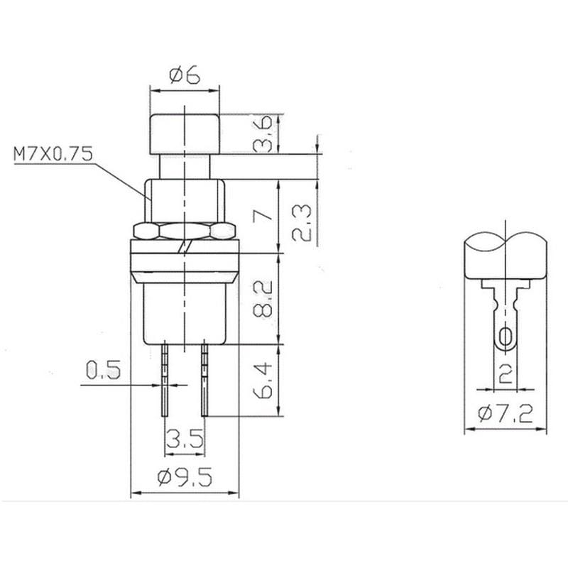 10 PCS 7mm Thread Multicolor 2 Pins Momentary Push Button Switch (Red)