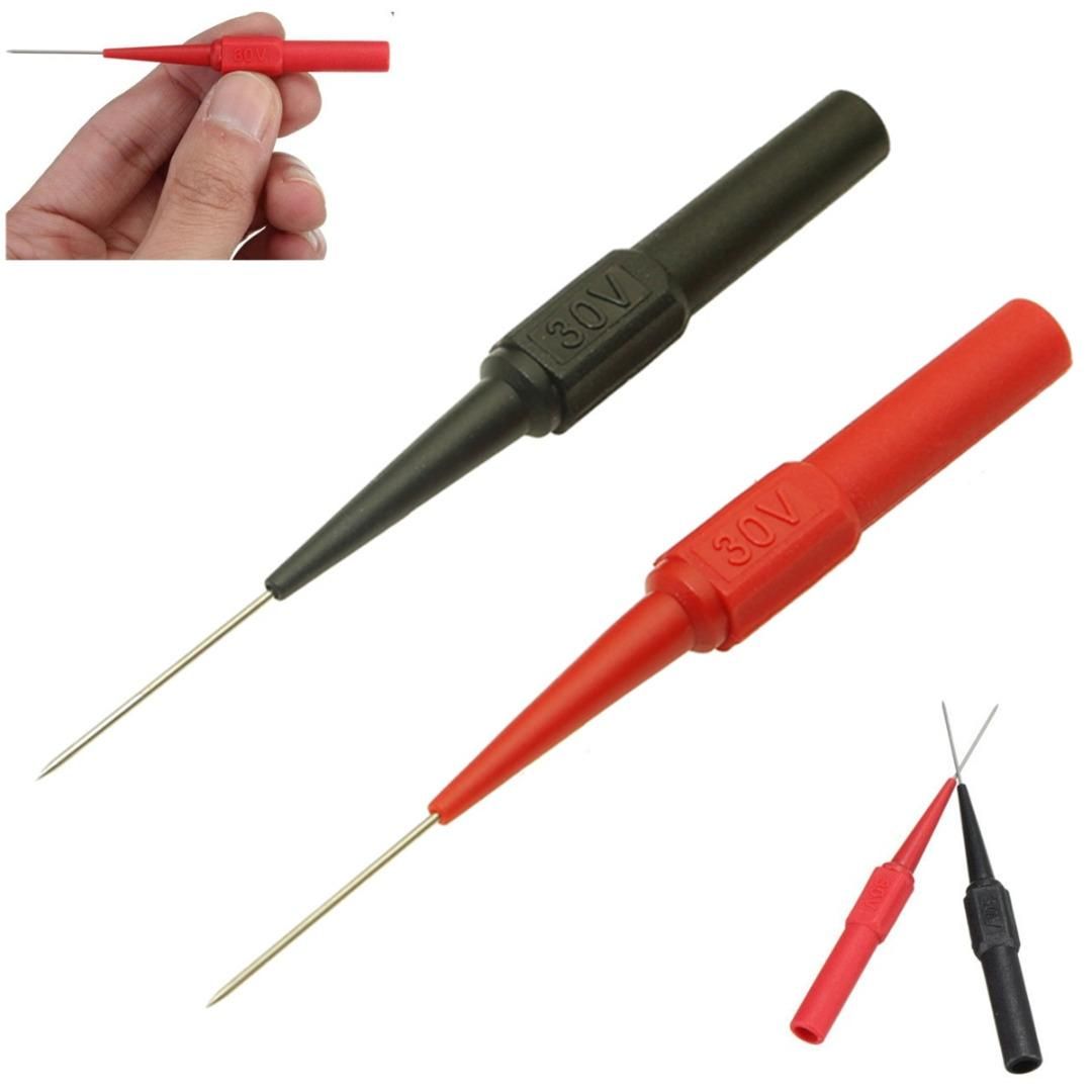 30V Multimeter Test Pen Test Probe Long and Thin Tip Probe Banana Jack Pin Auto Car Repair Accessories Tool (Black)