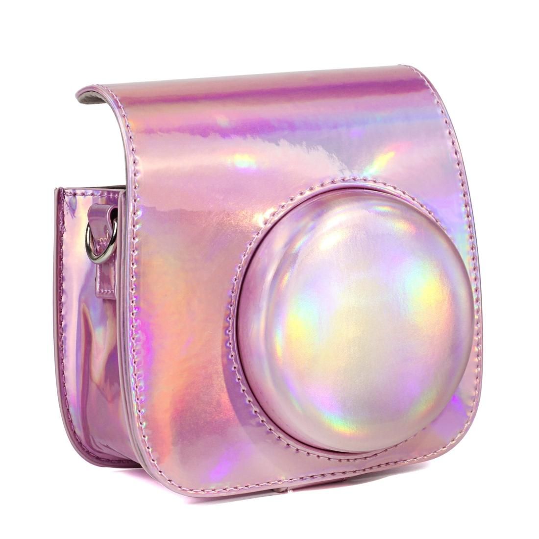 Aurora Oil Paint Full Body Camera PU Leather Case Bag with Strap for FUJIFILM instax mini 9 / mini 8+ / mini 8 (Rose Gold)