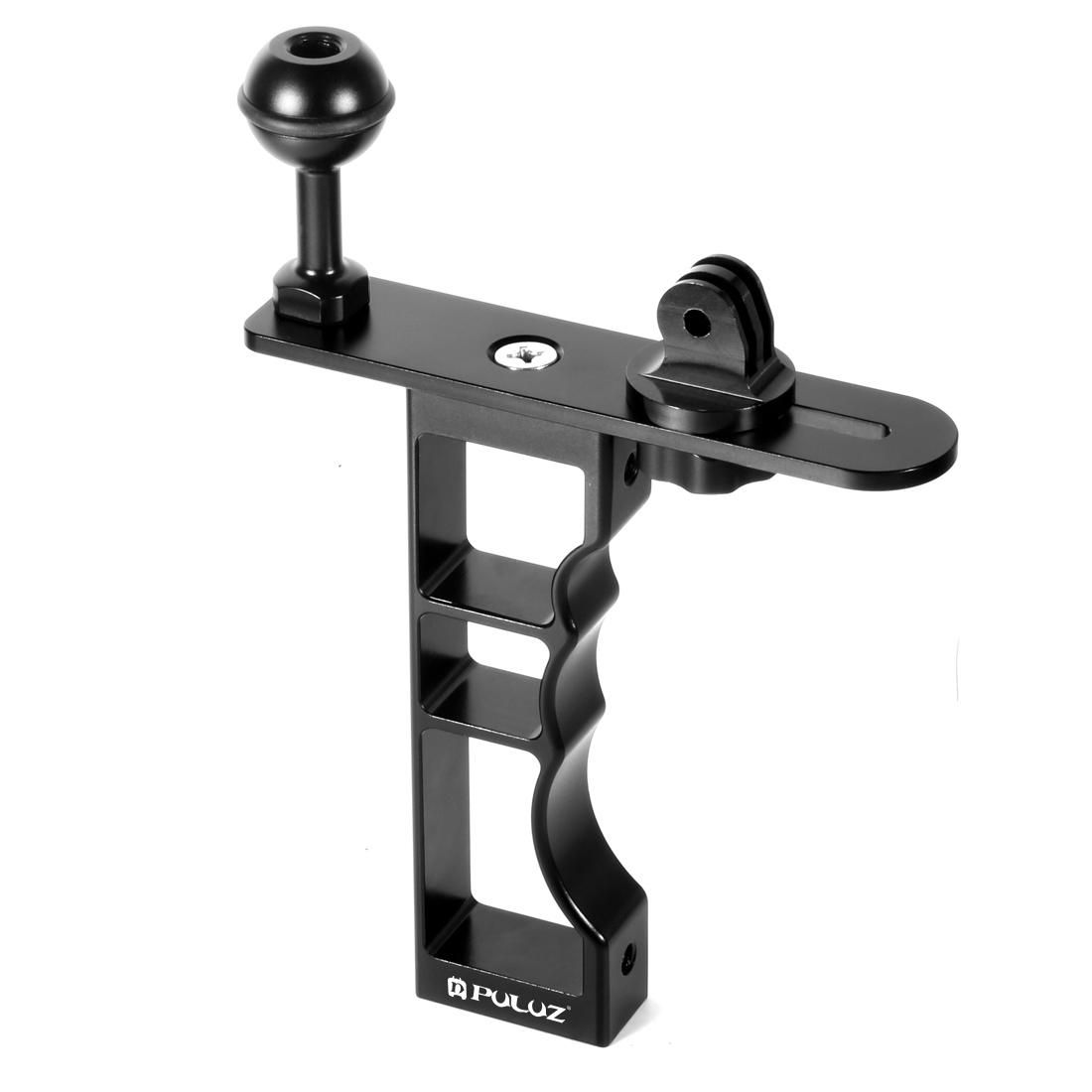 PULUZ CNC Aluminum Single Hand Diving Photography Bracket Handheld Holder, Compatible with DJI Osmo Action, GoPro NEW HERO /HERO7 /6 /5 /5 Session /4 Session /4 /3+ /3 /2 /1, Xiaoyi and Other Action Cameras, DSLR Cameras (Black)