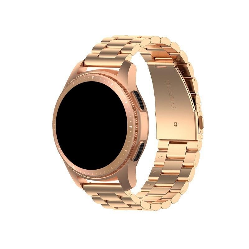 For Galaxy Watch 46mm Three Pearl Steel Watch Strap (Rose Gold)