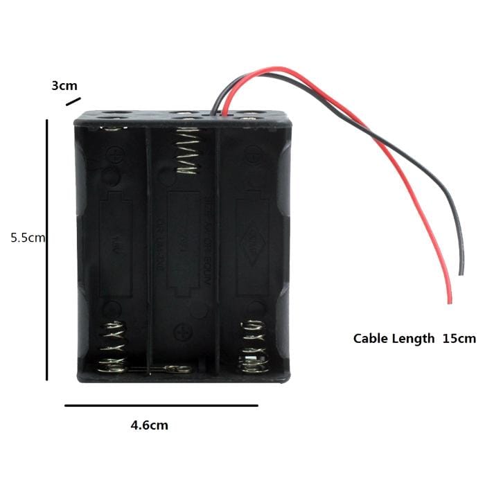 LandaTianrui LDTR-DJ003 6 x AA Batteries Case Storage Holder with 15cm Cable for Arduino (Black)