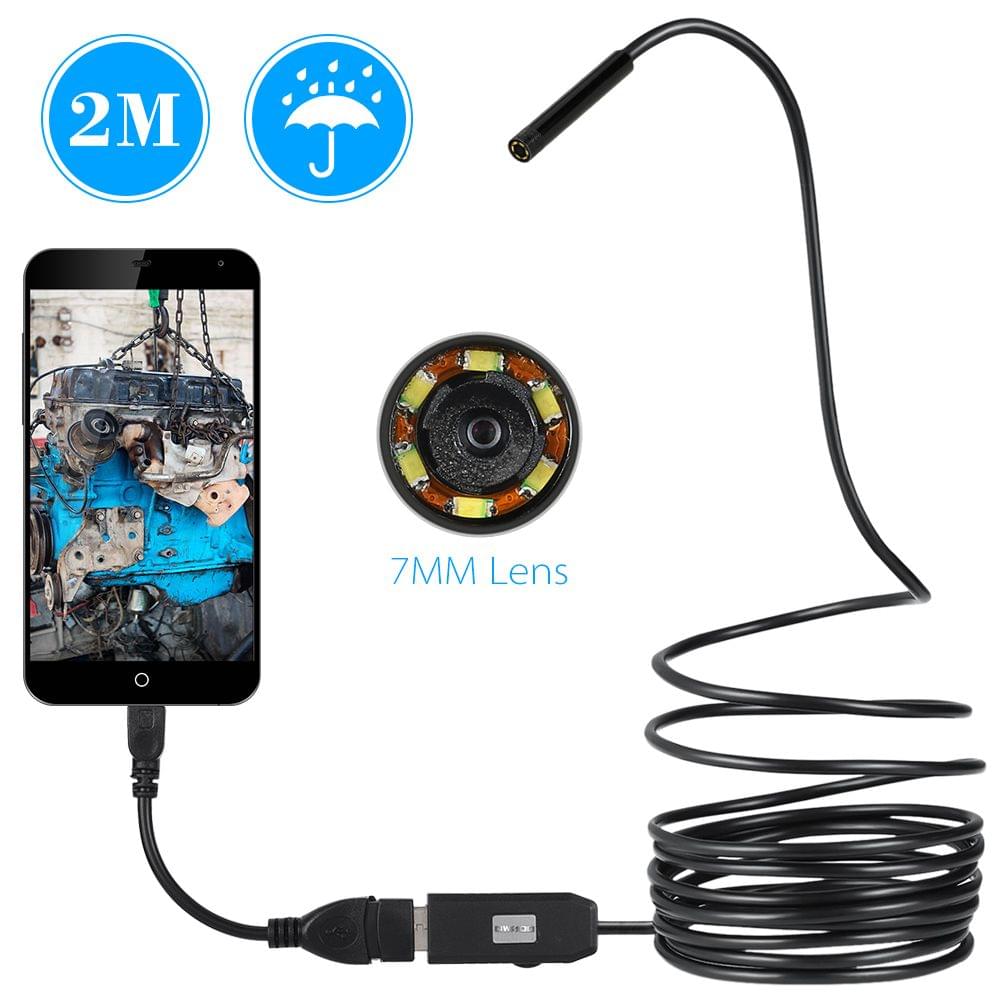 OWSOO 6 LED 7MM Lens Endoscope IP67 Waterproof Inspection - 2M