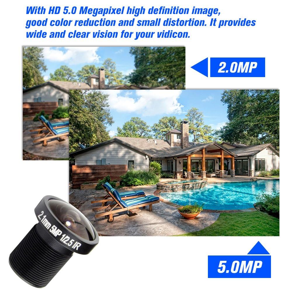2.1mm Lens Fisheye CCTV Lens 1/2.5" HD 5.0 Megapixel For IP