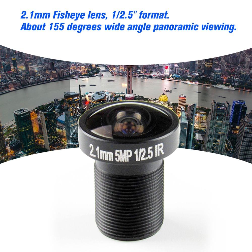 2.1mm Lens Fisheye CCTV Lens 1/2.5" HD 5.0 Megapixel For IP