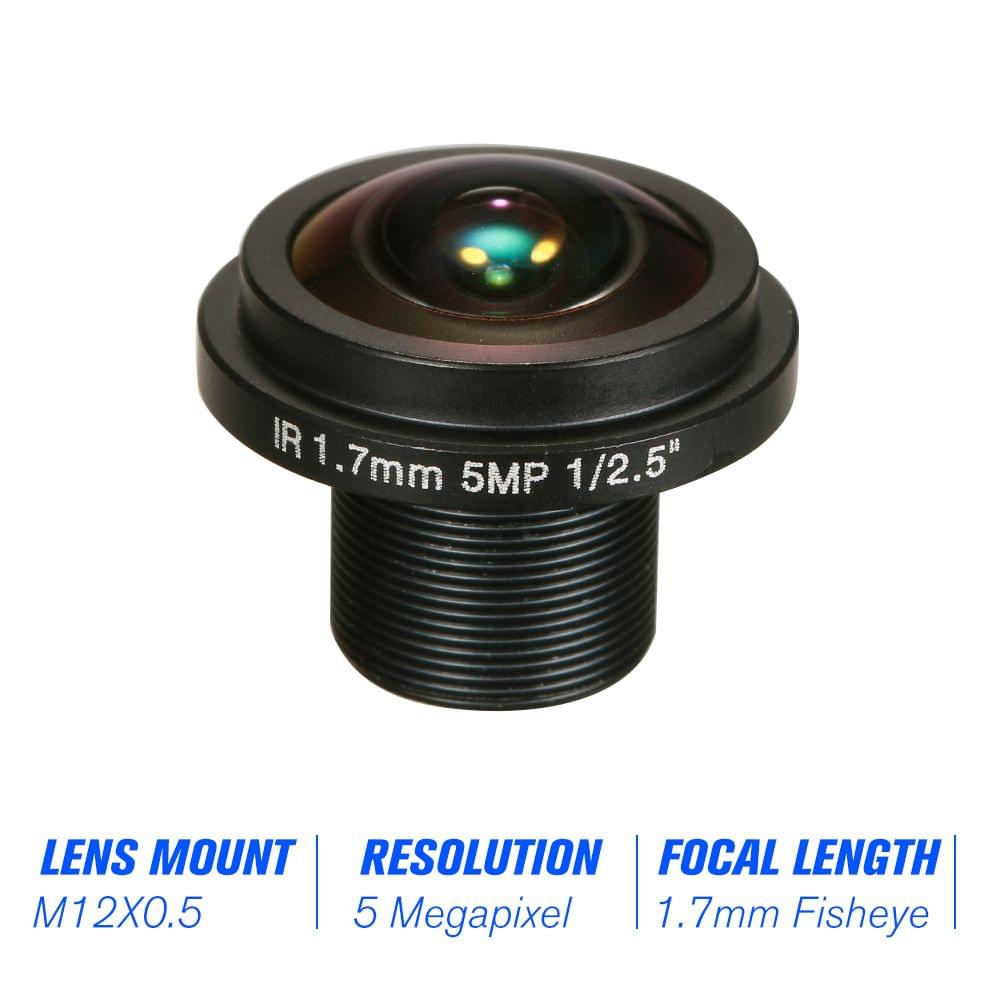 1.7mm Fisheye Lens HD 5.0 Megapixel M12 Mount 1/2.5" F2.0