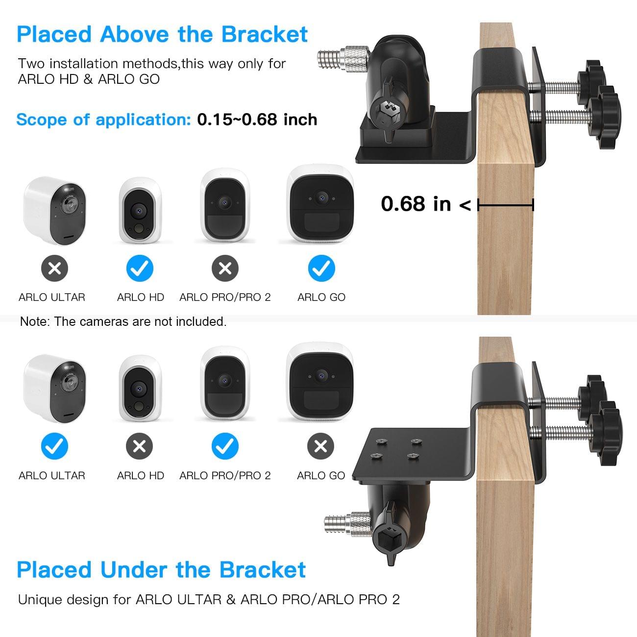 2 Pack Adjustable Gutter Mount for Arlo HD/Arlo Pro/Arlo - 2PCS