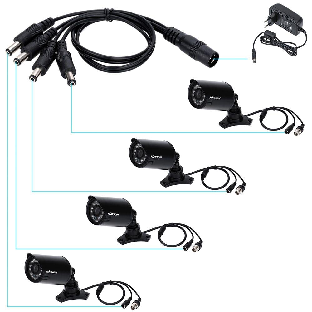 DC 1 to 4 Power Split Splitter Cable 5.5*2.1mm for CCTV