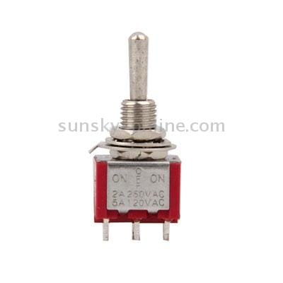 5PCS Chrome DPDT 3-Way Guitar Toggle ON Off ON Switches (Red)