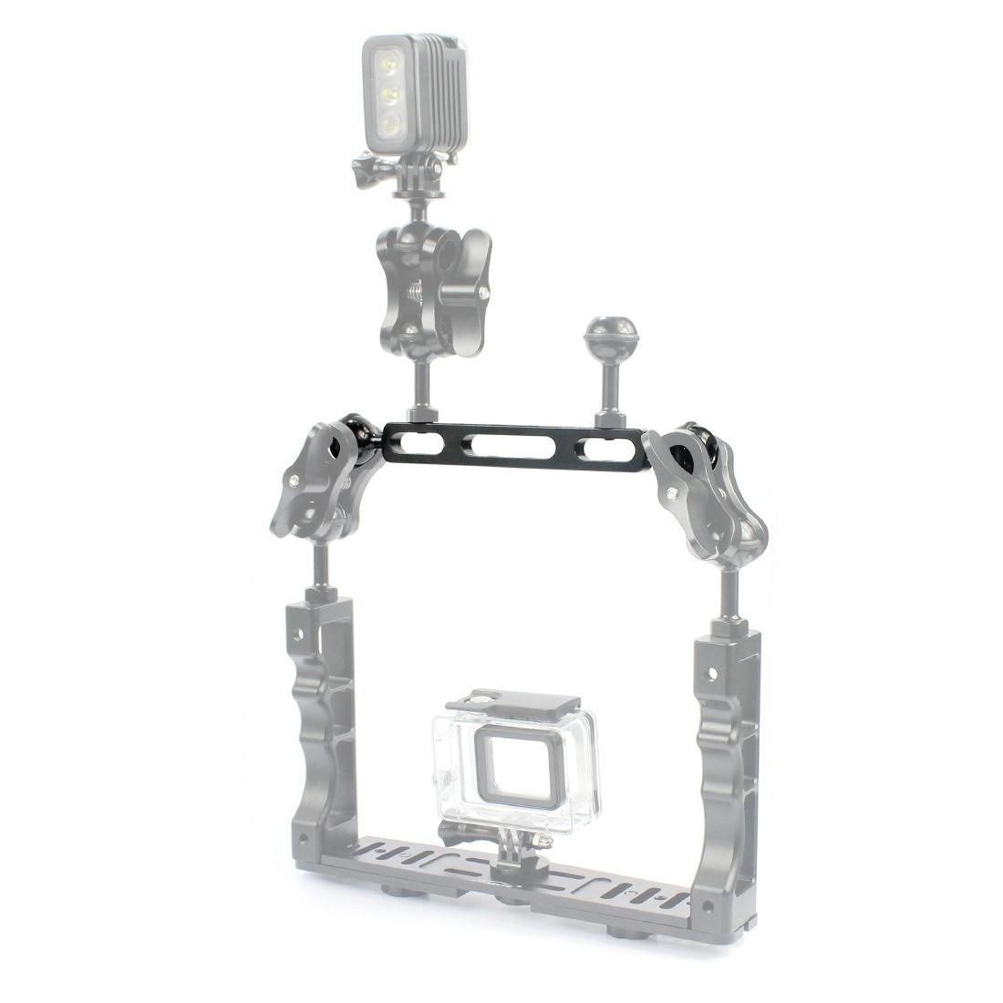 PULUZ 7.87 inch 20cm Aluminum Alloy Dual Balls Arm for Underwater Torch / Video Light, Ball Diameter: 2.54cm (Black)