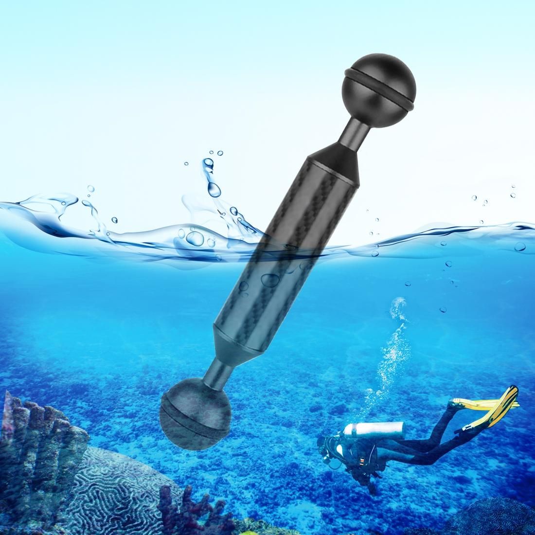 PULUZ 5 inch 12.7cm Length 20.8mm Diameter Dual Balls Carbon Fiber Floating Arm, Ball Diameter: 25mm (Black)