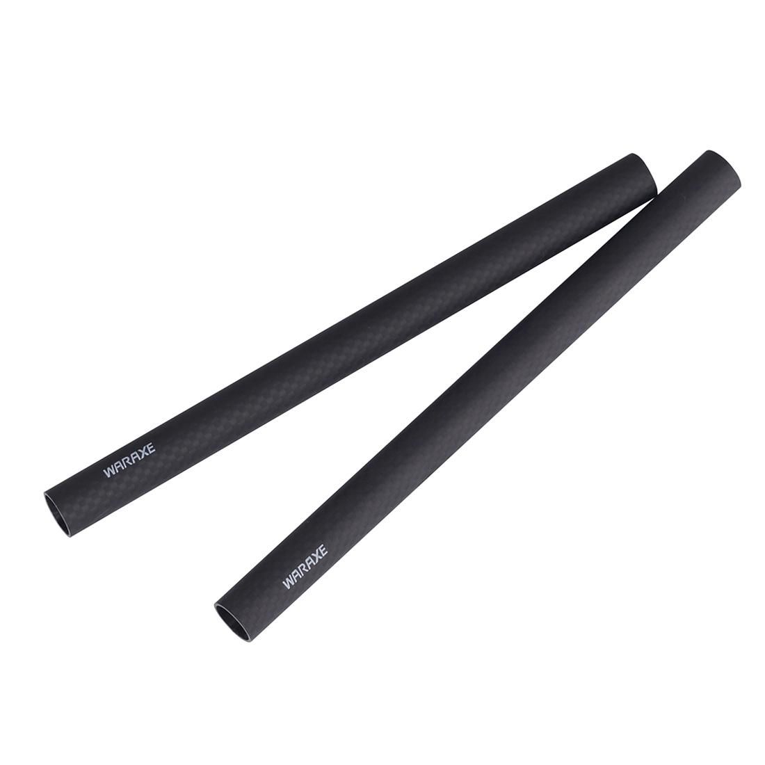 2 PCS WARAXE 1636 Diameter 15mm Length 300mm Carbon Fiber Rods for 15mm Rod Rail Support System, without Female Thread (Black)
