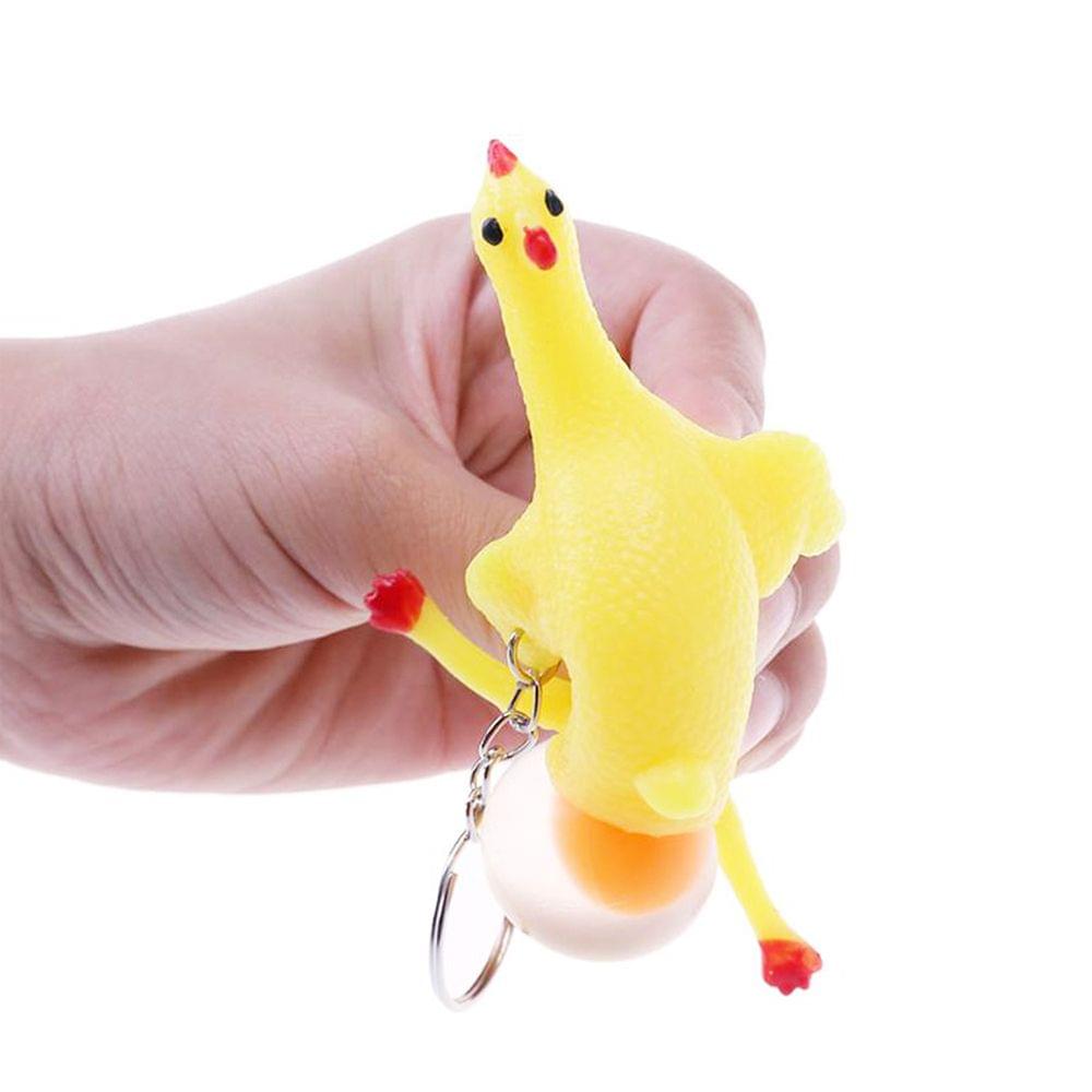 Funny Cute Squeeze Chicken Laying Egg Keychains Vent Chicken - 1pcs