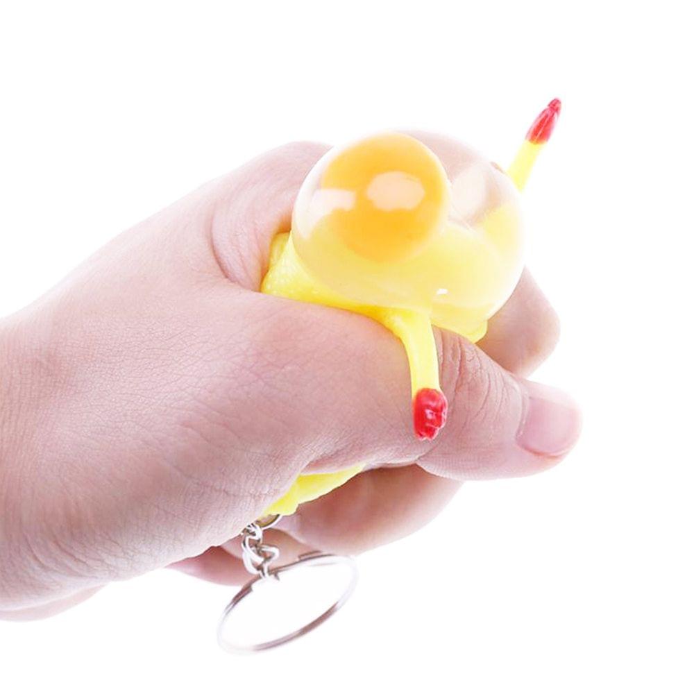 Funny Cute Squeeze Chicken Laying Egg Keychains Vent Chicken - 1pcs