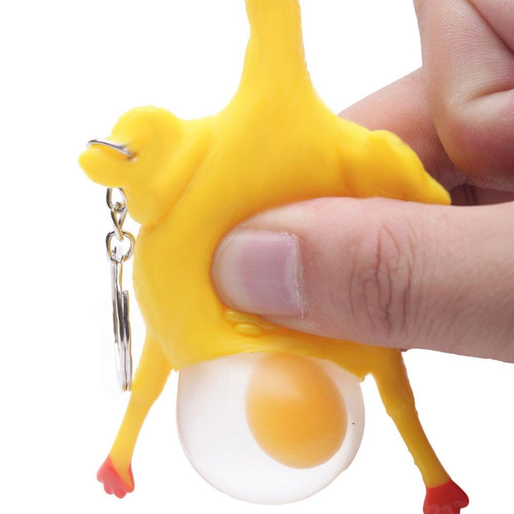 Funny Cute Squeeze Chicken Laying Egg Keychains Vent Chicken - 1pcs