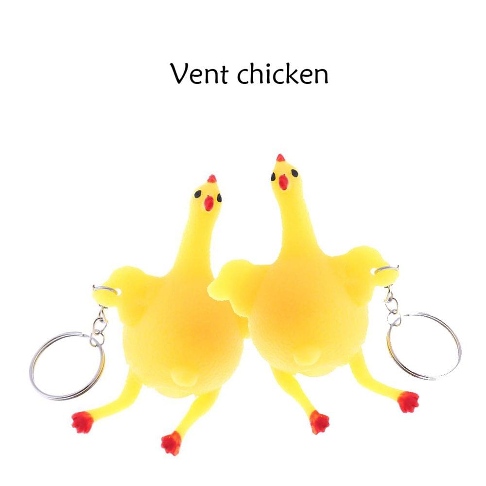 Funny Cute Squeeze Chicken Laying Egg Keychains Vent Chicken - 1pcs