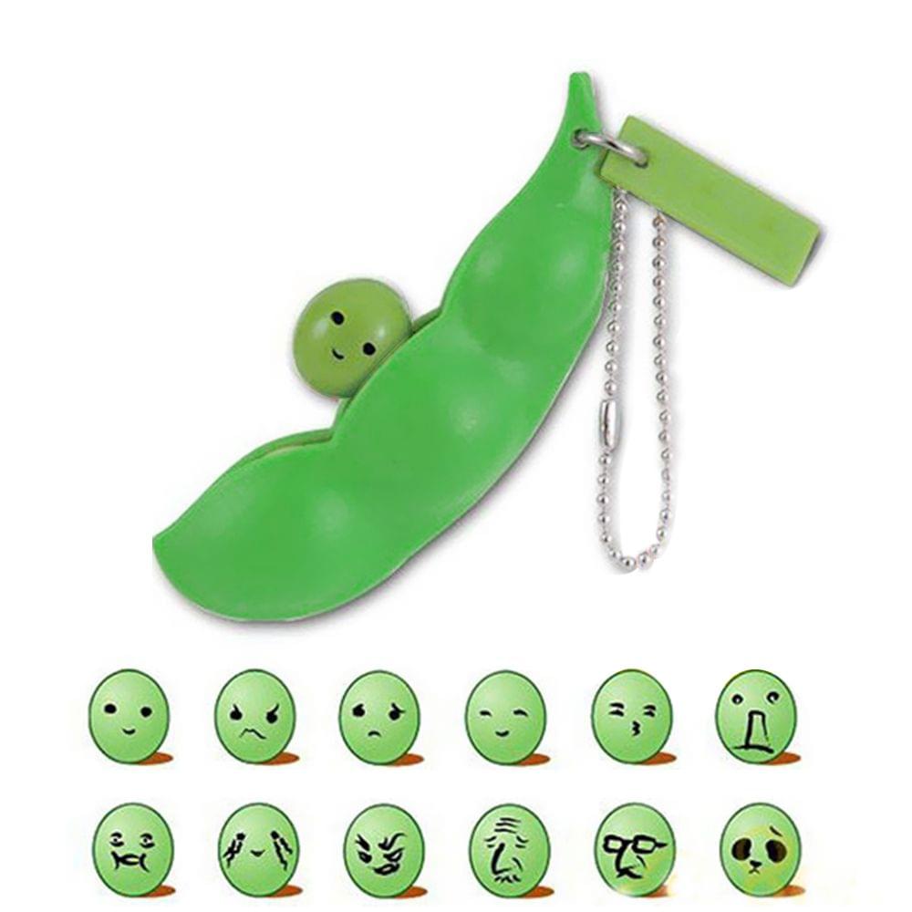 Infinite Squeeze Edamame Bean Pea with Expression Key Chain