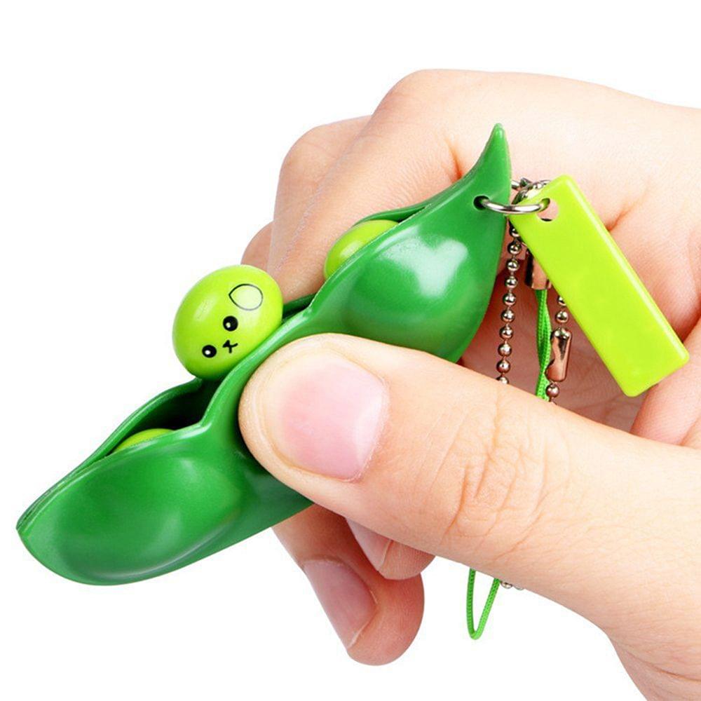 Infinite Squeeze Edamame Bean Pea with Expression Key Chain