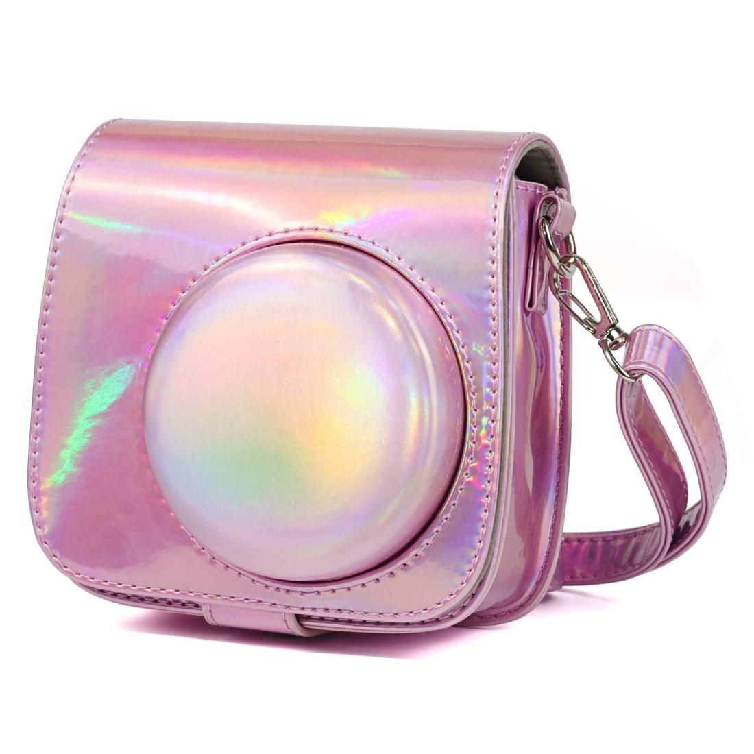 Aurora Oil Paint Full Body Camera PU Leather Case Bag with Strap for FUJIFILM instax mini 9 / mini 8+ / mini 8 (Rose Gold)
