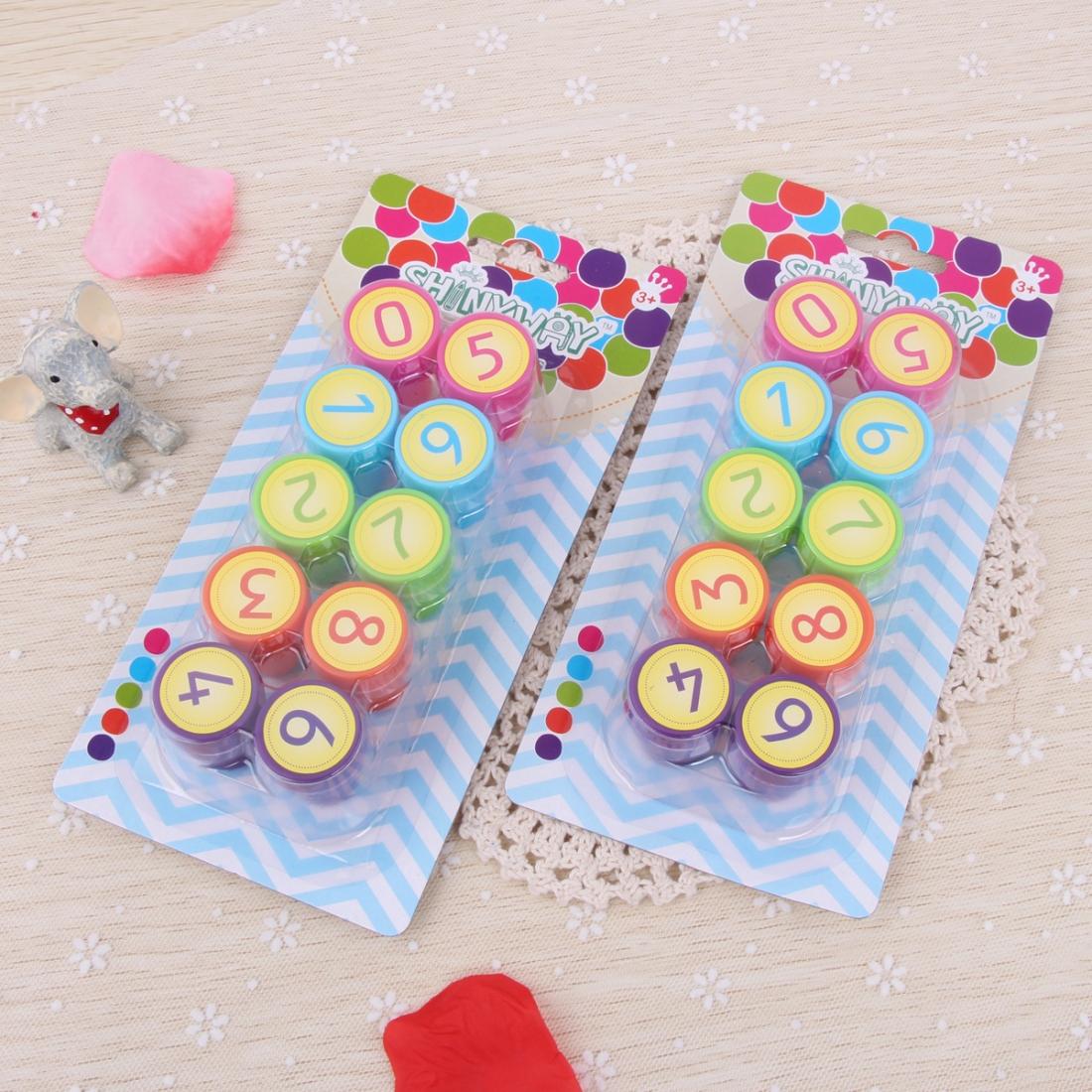 10 PCS/Box Round Multicolor Fun Cute Child DIY Scrapbook Stamp Cartoon Rubber Stamps Scrapbooking Reward Toy (SW931-10 Face)