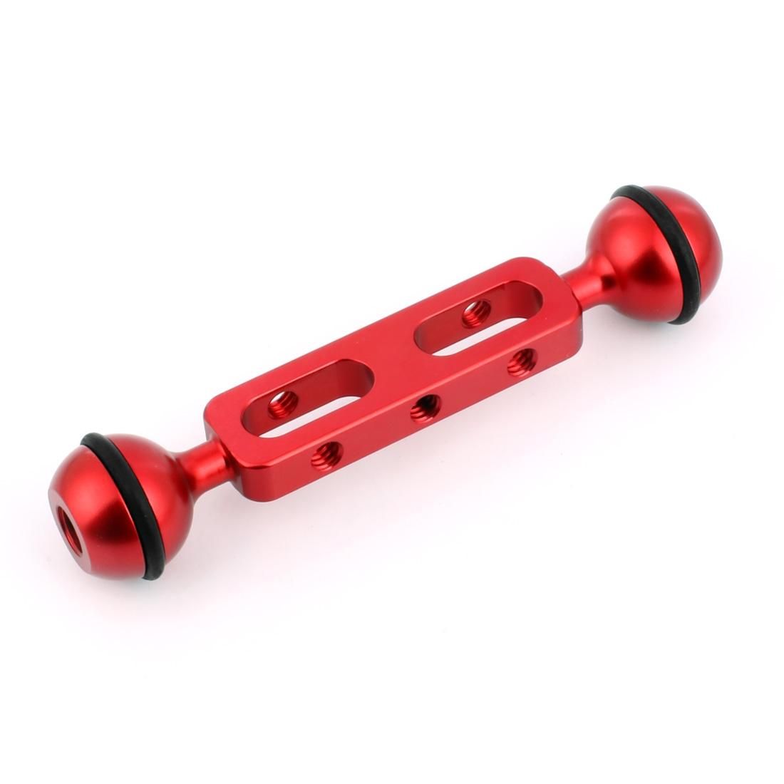 PULUZ 5.1 inch 13cm Aluminum Alloy Dual Balls Arm for Underwater Torch / Video Light, Ball Diameter: 2.54cm (Red)
