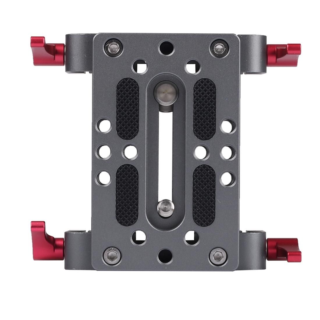 WARAXE 2638 Tripod Mounting Plate with 15mm Rod Clamp Rail Block for Rod Support / DSLR Rig Cage (Grey)