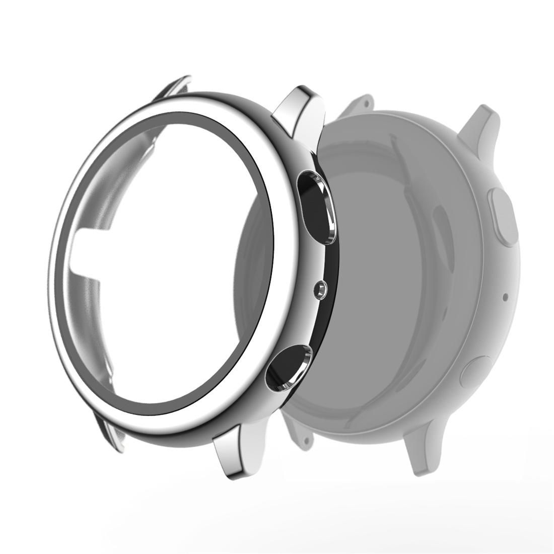 For Samsung Galaxy Watch Active 2 44mm Electroplate PC Protective Case with Tempered Glass Film (Silver)