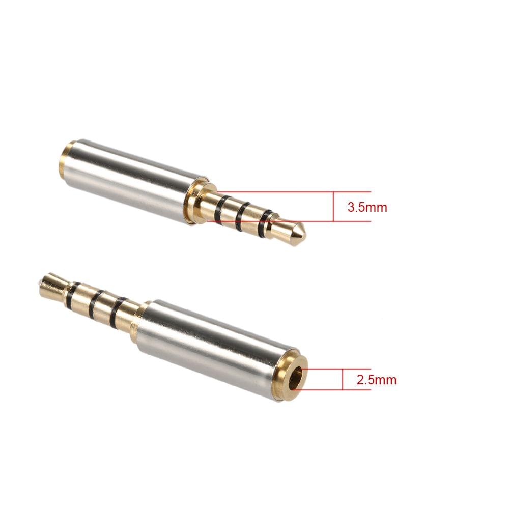 Gold 2.5 mm Female to 3.5 mm Male Audio Stereo Headphone