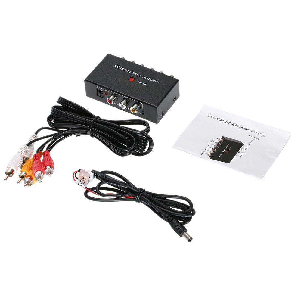 Portable AV Intelligent Switcher 2 to 1 Channel RCA Audio