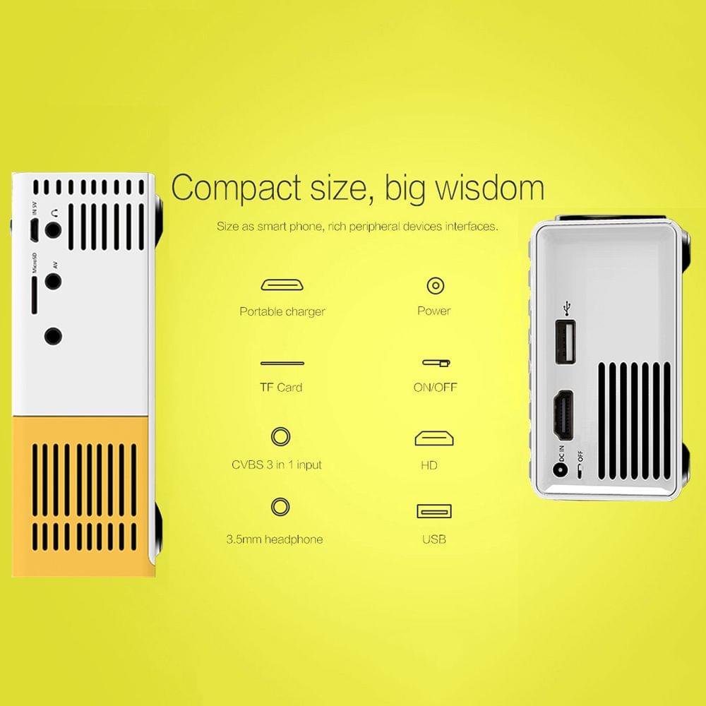 FW1S YG300 LED Projector 1080P Projection Machine with USB - EU Plug