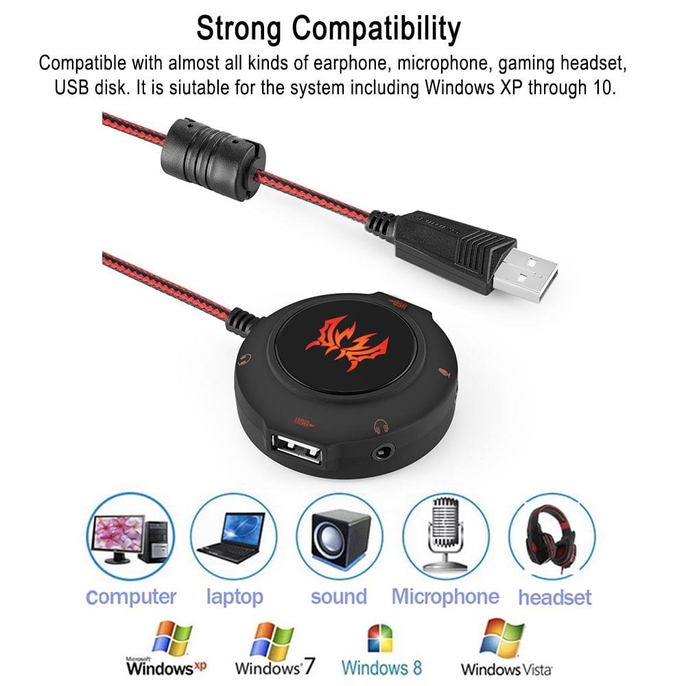 Kotion each S2 USB 2.0 Sound Card USB Hub Headphones