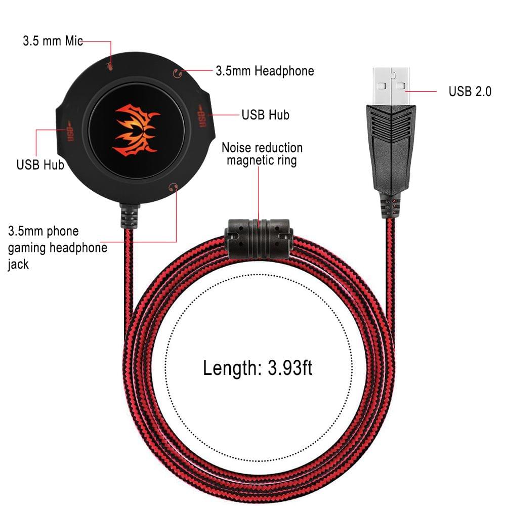 Kotion each S2 USB 2.0 Sound Card USB Hub Headphones
