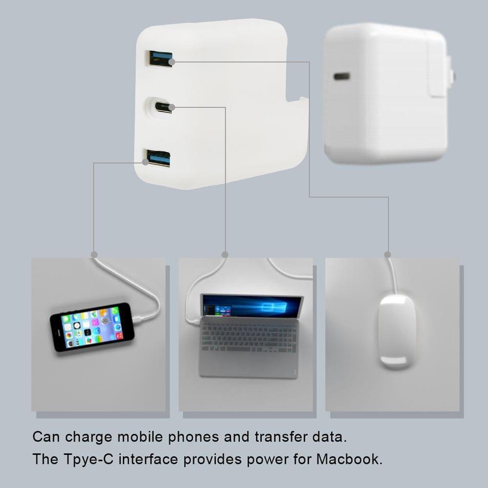 Portable Fast Charge Converter 2 USB 3.0+ Type-C Adapter