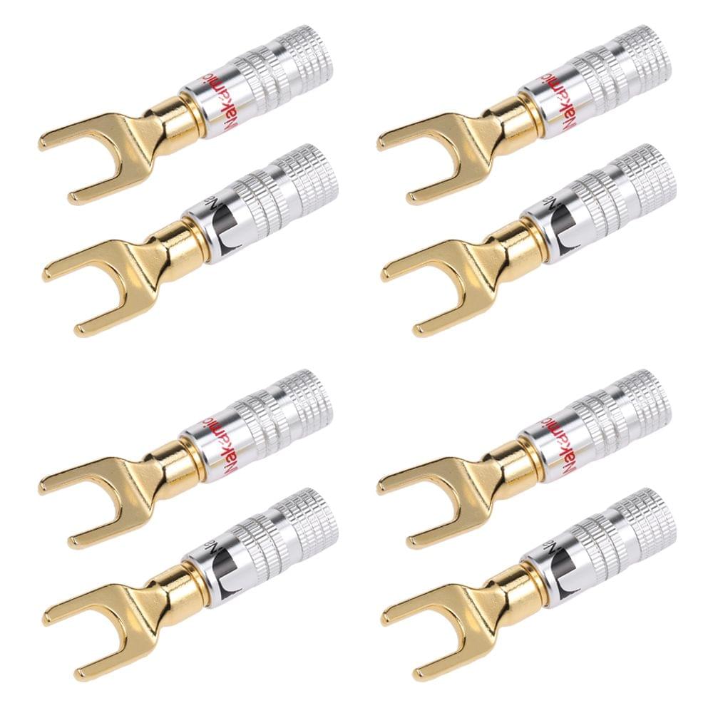 Y Spade Speaker Plugs Wire Connector Audio Loudspeaker - 4 pairs