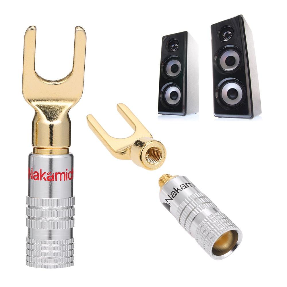 Y Spade Speaker Plugs Wire Connector Audio Loudspeaker - 4 pairs