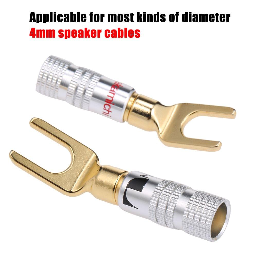 Y Spade Speaker Plugs Wire Connector Audio Loudspeaker - 4 pairs