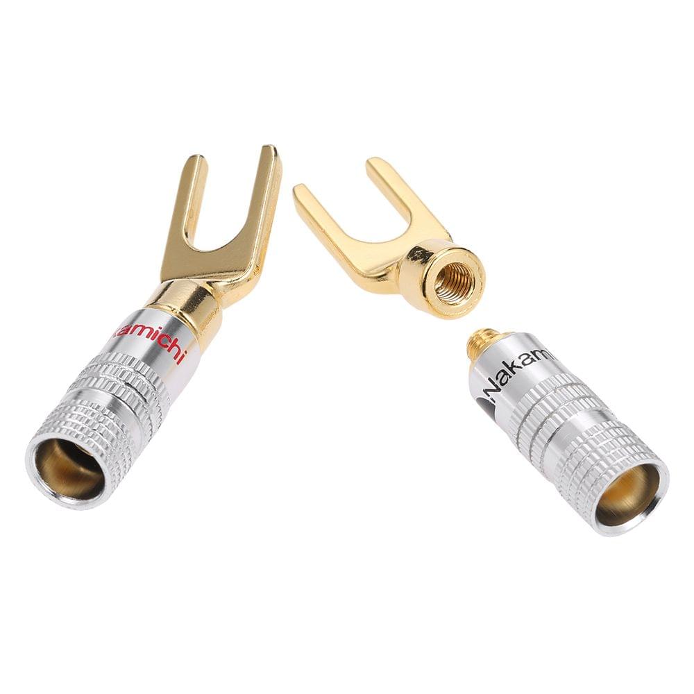 Y Spade Speaker Plugs Wire Connector Audio Loudspeaker - 4 pairs