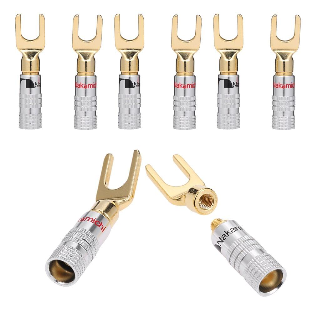 Y Spade Speaker Plugs Wire Connector Audio Loudspeaker - 4 pairs