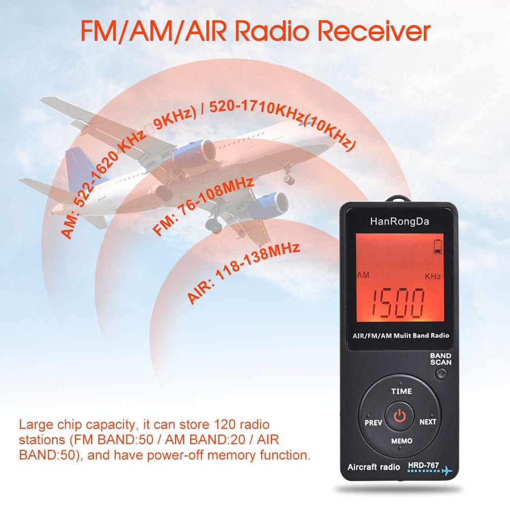 HanRongDa HRD-767 FM/AM/AIR Multi Band Radio Aircraft Band