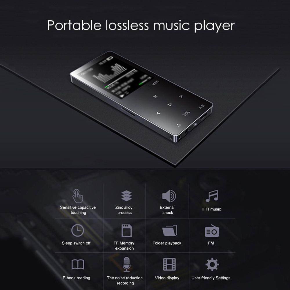 M350 MP3 Player Metal Sport Mini Portable Audio 4G/8G Music - Silver&4GB