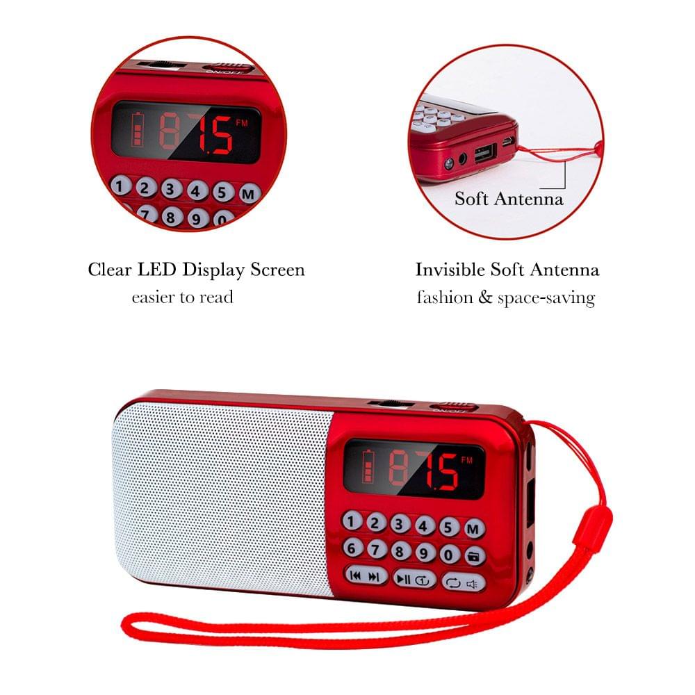 Portable FM Radio Rechargeable Wireless Speaker TF Card USB