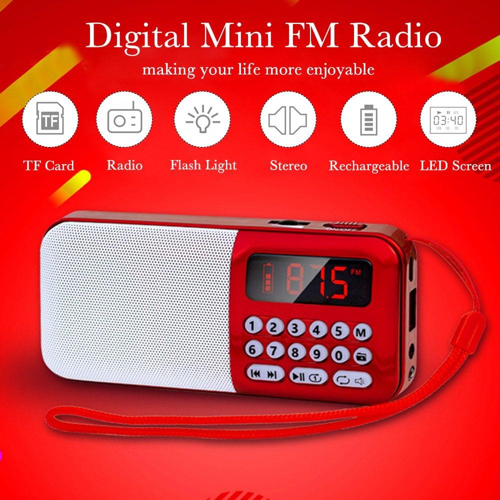 Portable FM Radio Rechargeable Wireless Speaker TF Card USB