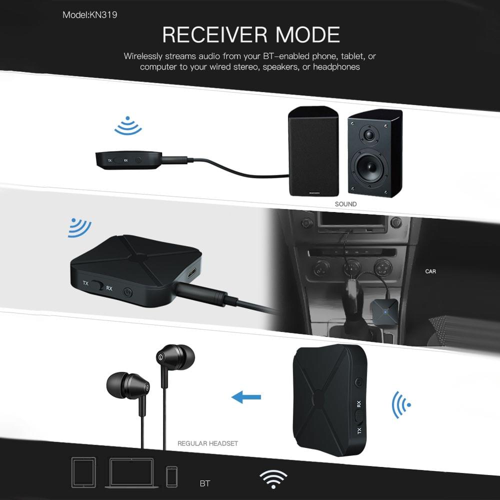 KN319 Audio Adapter USB BT 2 in 1 Trans-mitter/Receiver