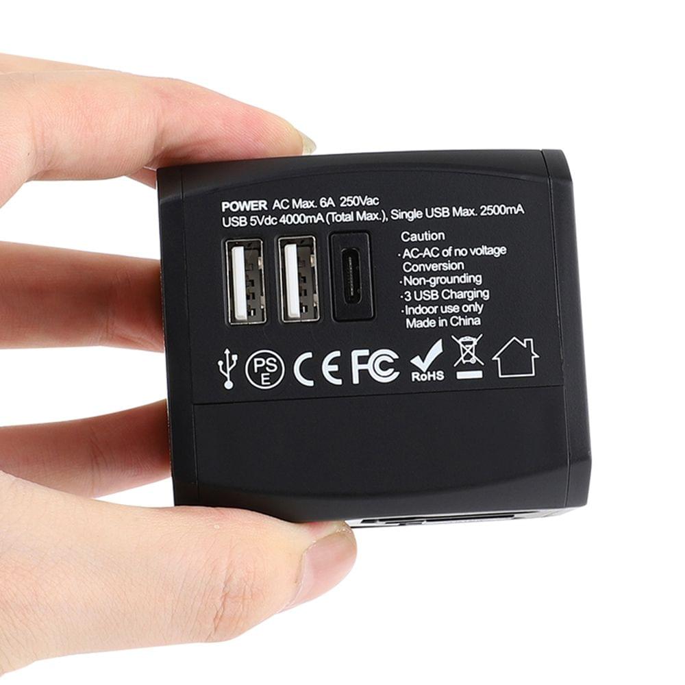 Universal Travel Adapter Worldwide All in One Phone Wall - 2USB and TYPE-C